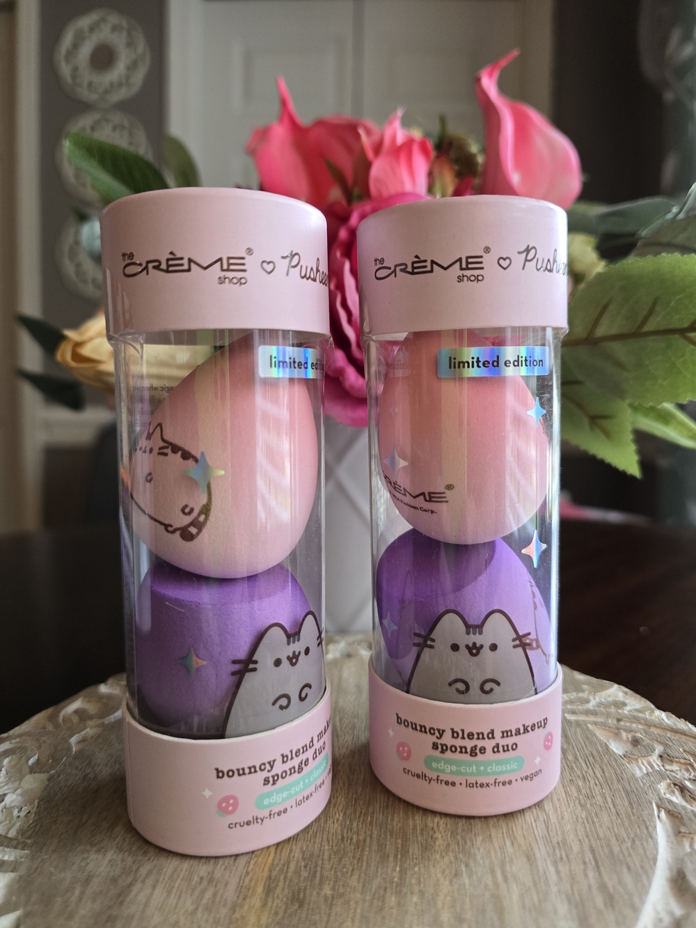 The Crème Shop Pink & Purple Bouncy Blend Makeup Sponge Duo